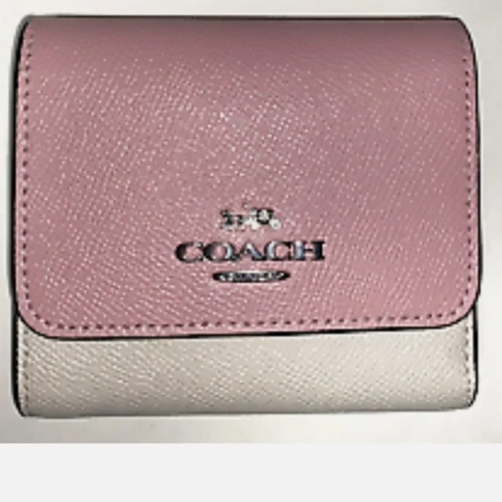 Coach Small Trifold Wallet Leather ID Card Case Chalk Powder Pink NWT IN PKG